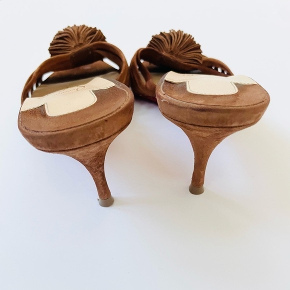 Christian Louboutin Belbrossa 55 Biscotto Brown suede leather Mule Heels EU 38.5 - Picture 3 of 9